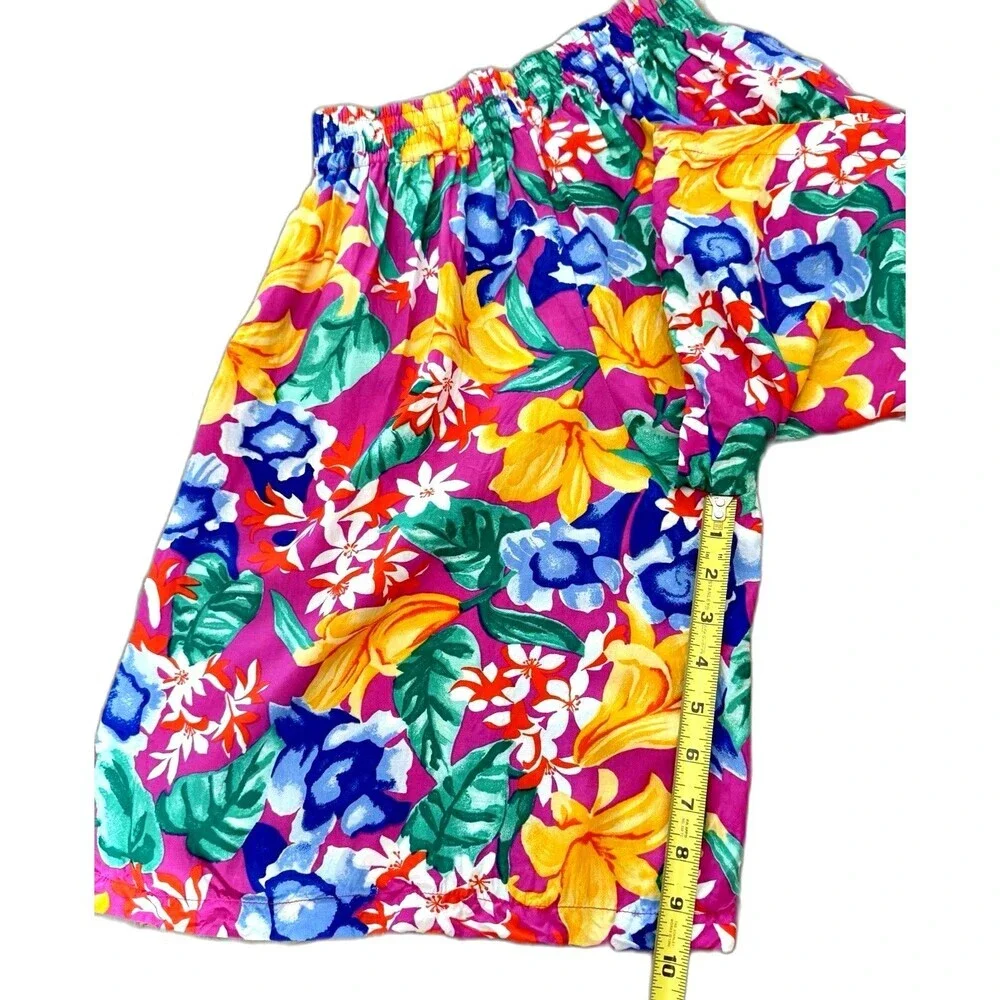 Vintage Counterparts 90s Tropical Floral Skort Small High Waist Rayon Made USA